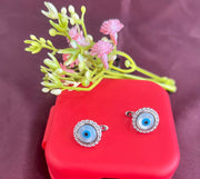 925 Pure Sterling Silver Rhodium-Plated Contemporary Evil Eye Earring